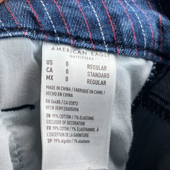 American Eagle 0 Regular Dark Wash Red White Striped Stretch Retro Mom Jeans‎ - Picture 6 of 6